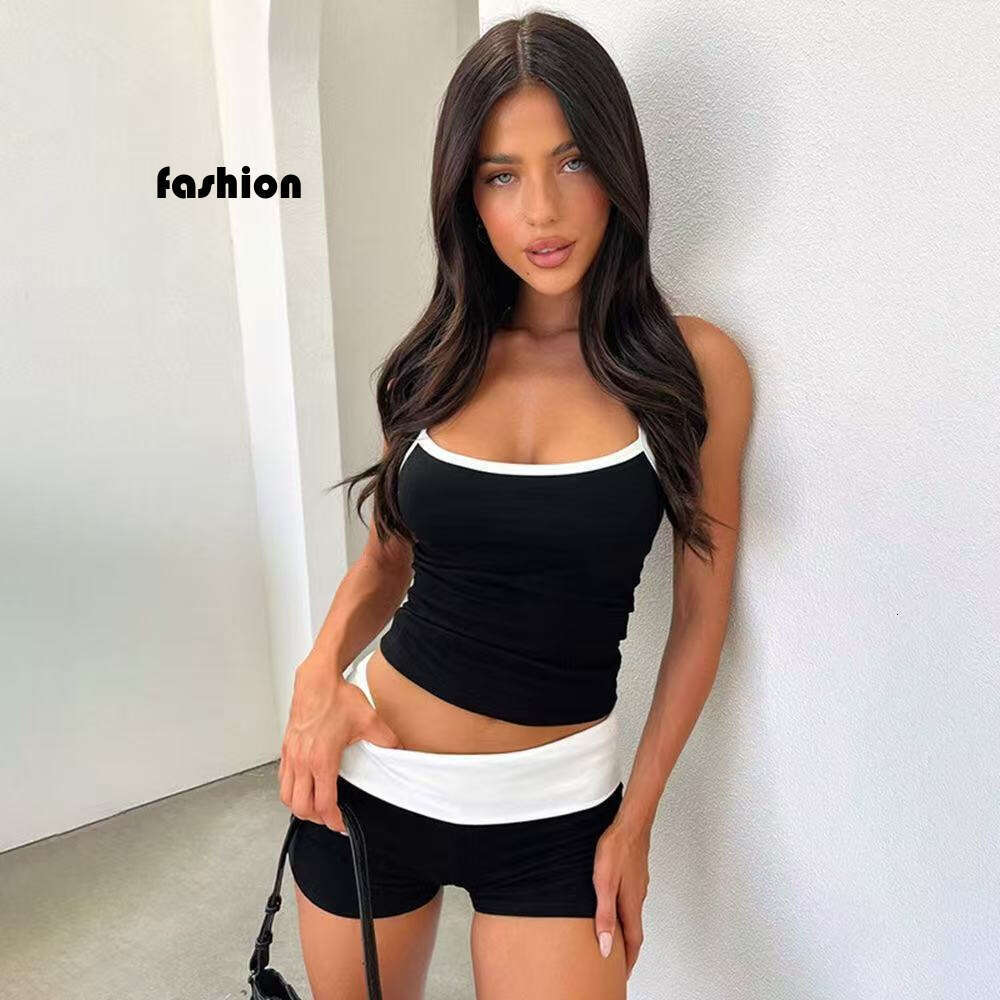 Summer American Style Sports Camisole Sweet And Spicy Slim Fit Versatile Sexy Shorts Set B5 g7