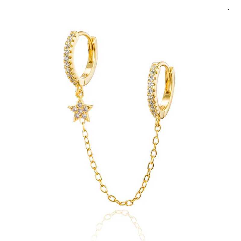 Vintage Stainless Steel Crystal Star Chain Hoop Earrings For Women Trendy Punk Pendant Square Earrings Fashion Jewelry X250718
