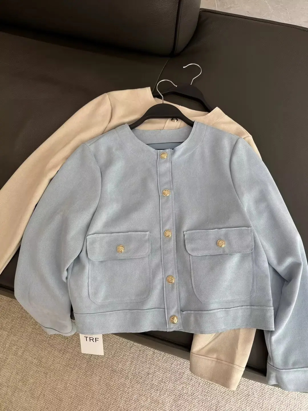 Autumn Product Womens Suede Texture Temperament Casual Versatile Effect Long Sleeve Short Jacket Coat 250715