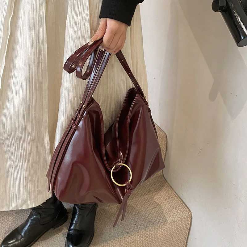 PU Leather Hobo Handbag Trendy Top Handle Sahel Shoulder Purse Top Handle Bag Large Work Bags for Women Tote Y250718