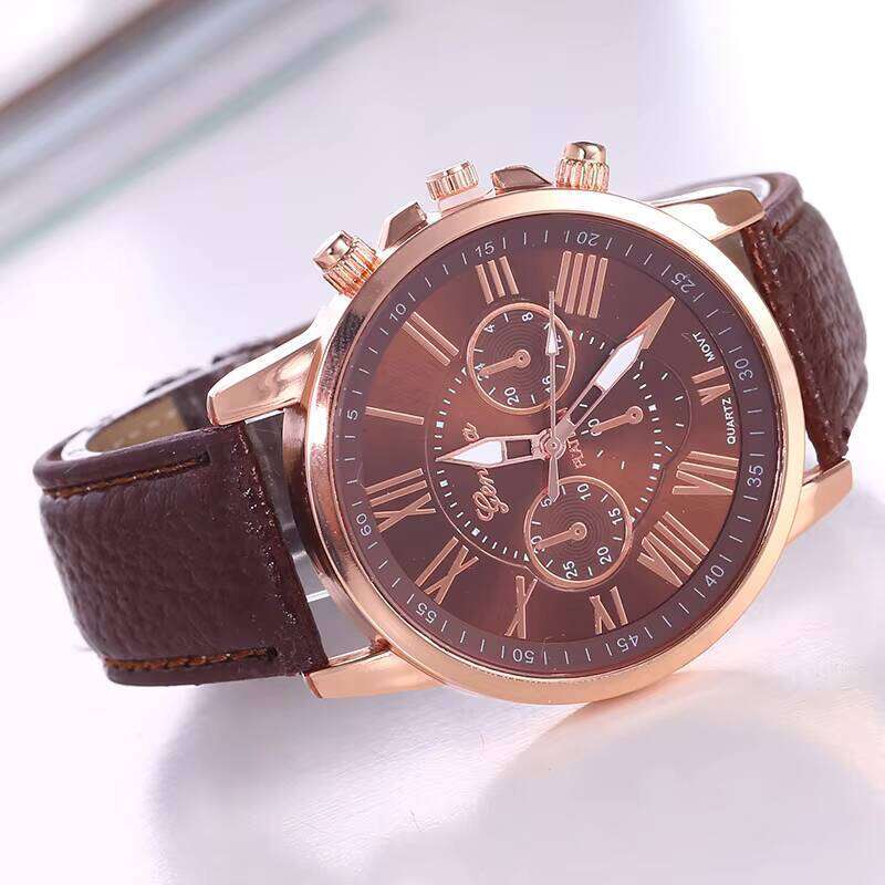 Geneva Style Quartz Watch - 40mm PU Leather Strap Fashion Watch for Women (14 Colors) | Minimalist Dress Timepiece