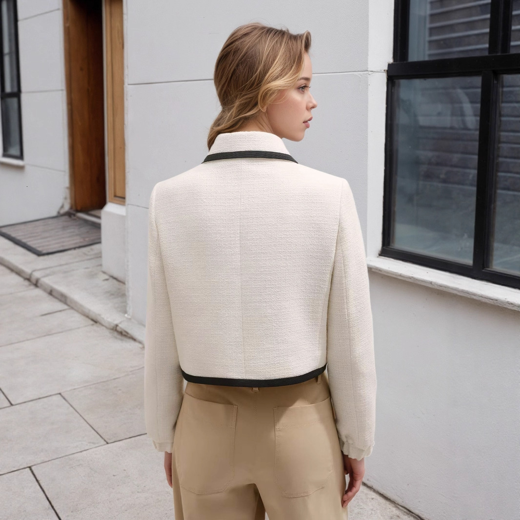 Autumn New French Style Women's Fashion Short Black Trim Versatile Jacket