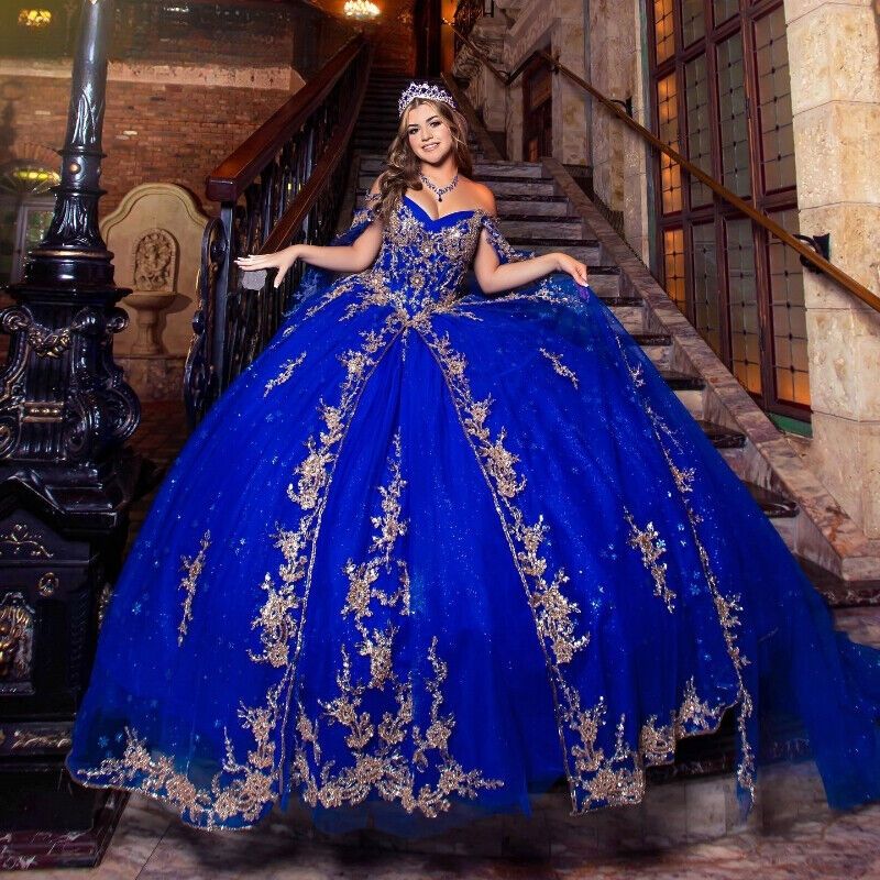 Princess Off The Shoulder Ball Sky Blue Gown Quinceanera Dress Beaded Birthday Vestidos De Novia Appliques Graduation Gown Lace Up Back Vestid Customi