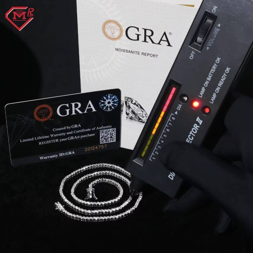 Ready to Ship Moissanite Tennis Necklace 3mm 4mm 5mm 6mm Iced Out White Gold S925 Men Moissanite Tennis Chain