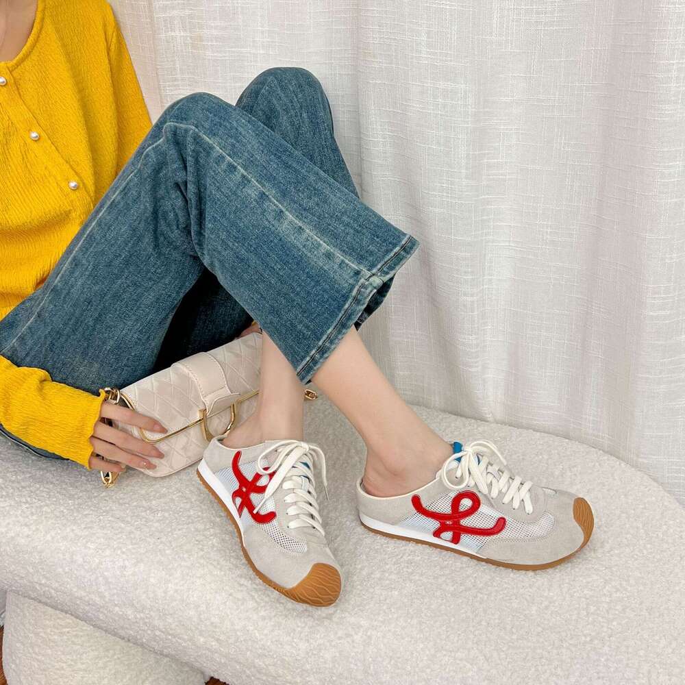 Designer Summer New Height-Increasing Thick-Soled Sneakers for Women, Backless Mules, College Style