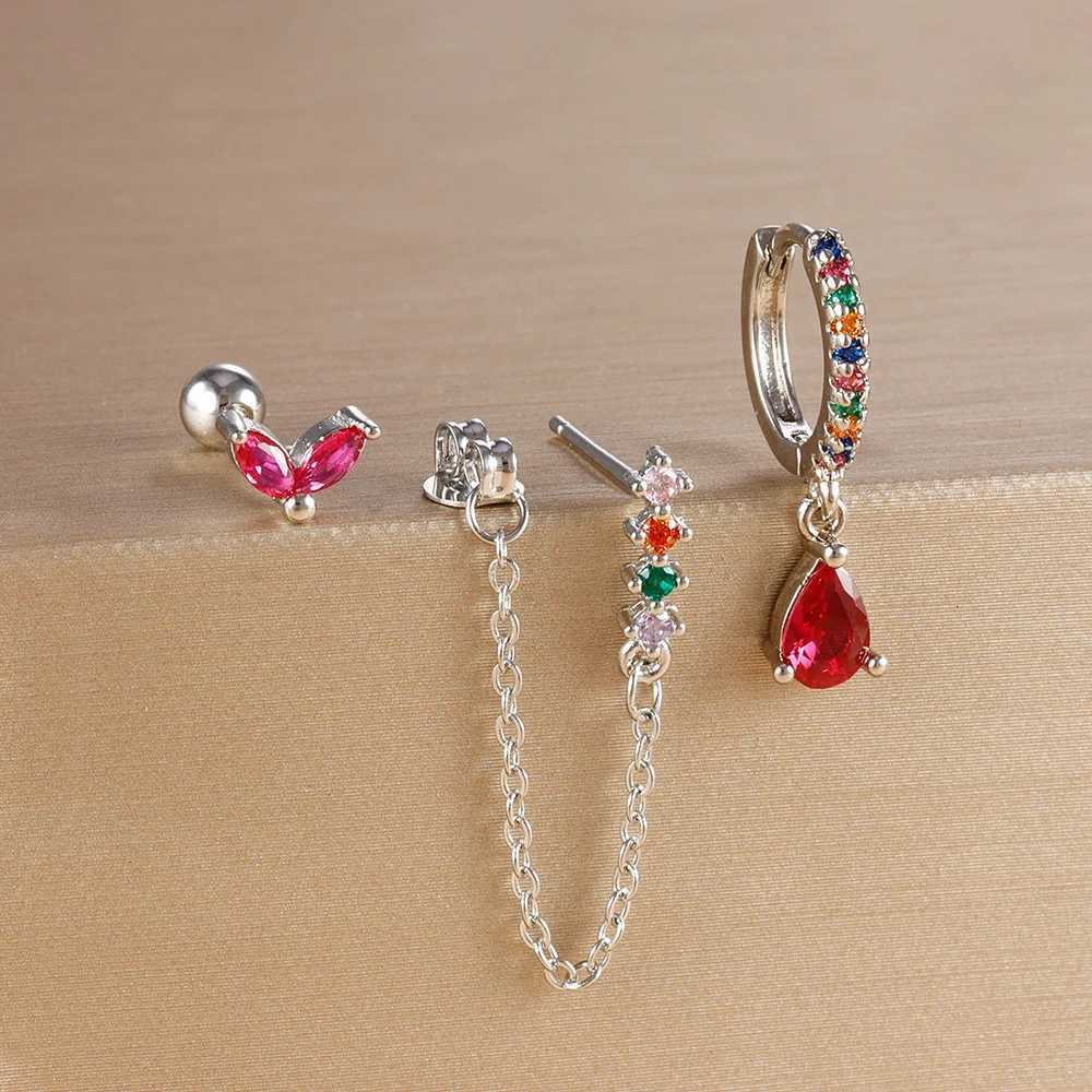 3PCS 9 Styles Gold Plated Geometric Circle Piercing Earrings Set For Women Multicolor Crystal Dangle Earring Statement Jewelry X250718