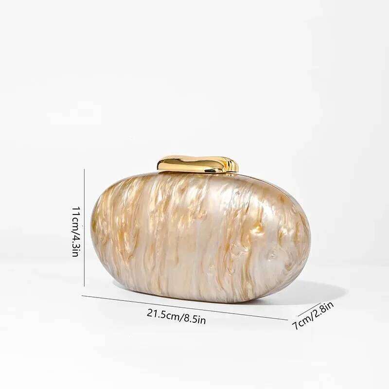 Pearl Shell Brand Bag Metal Clasp Women Shoulder Snake Chain Acrylic Box Clutches Lady Party Wedding Evening Egg Handbag Purse
