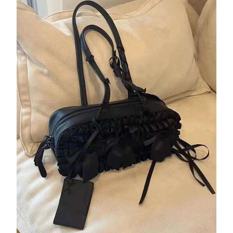 Gothic Women Handbags Fashion Lace Bow Girl Underarm Shoulder Bag Designer Subculture high-capacity