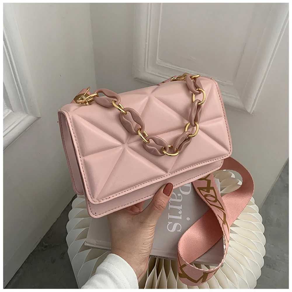 2024 Fi Women Shoulder Bag PU Leather Flap Handbags Female Large Capacity Metal Chain Casual Crossbody Clutch Phe Bag XJ250718