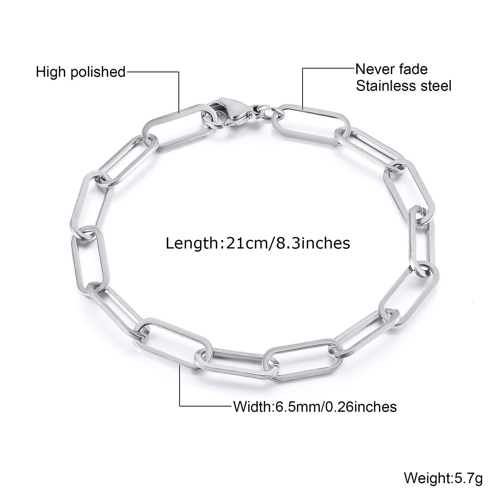 Paper Clip Bracelet, Chunky Bracelets, Stainless Steel Hera Chain Link Bracelet for Men Women Jewelry ddmythur