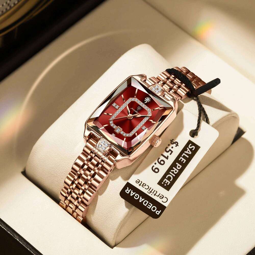 Top Elegant Women Wristwatch Waterproof Date Ladies Watch Stainless Steel Rectangle Quartz Women's Watches Female Reloj free shipping