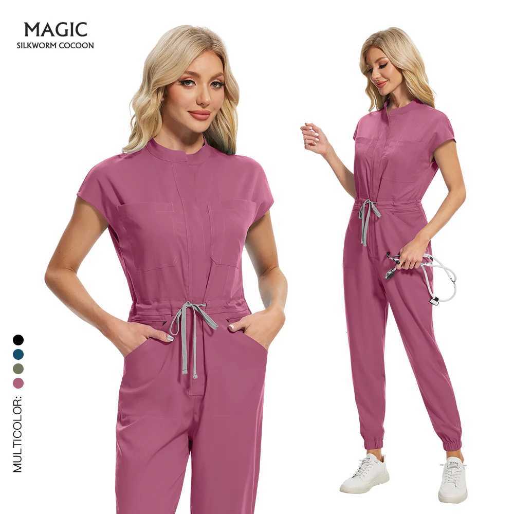 Multicolor Scrub Uniform Women Pet Clinic Doctor Jumpsuit Medical Surgery Workwear Scrub Set Short Sleeve Nursing Uniform XS-XXL Z250718