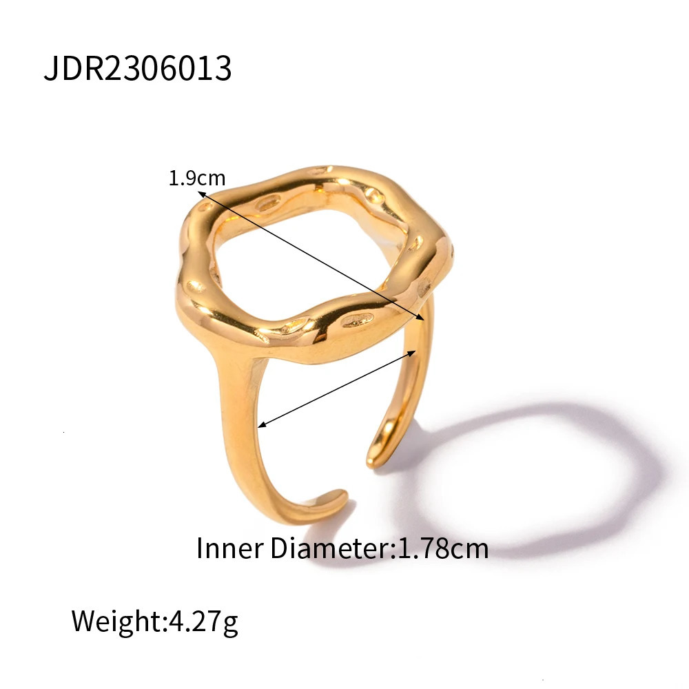 Uworld Top Quality Geometric Wide Stainless Steel Ring 18K Gold Color Waterproof Fashion Minimalist Statement Charm Jewelry Wome 250716