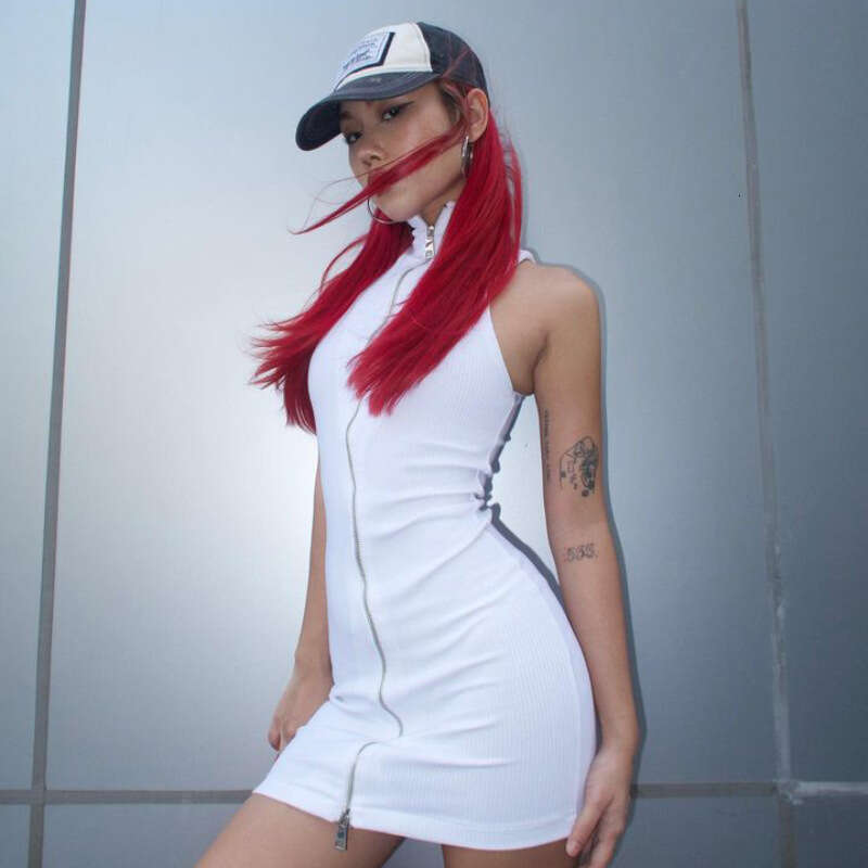 New Summer Women's Sexy Zipper Sleeveless Tight Dress B5