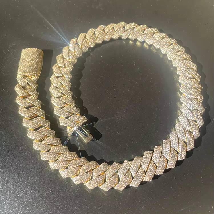 4Rows Heavy Silver Chain 925 Sterling Silver Fine Jewelry Cuban Chain VVS Moissanite Stone with Diamond Tester Pass Necklace