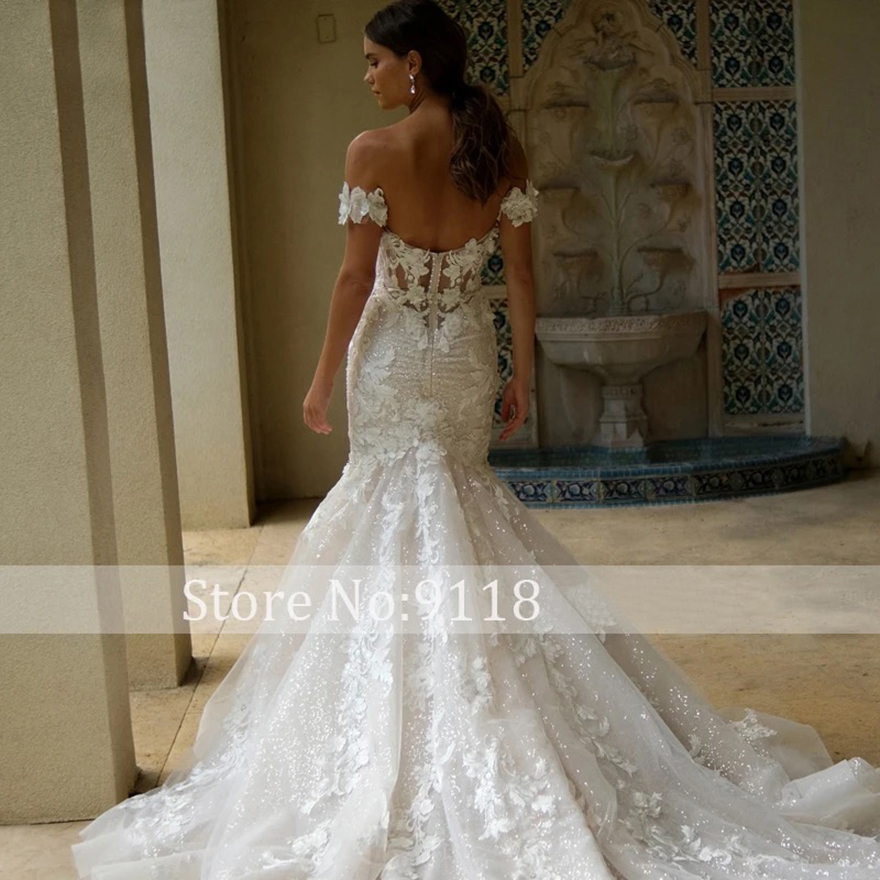 Gorgeous Appliques Court Train Mermaid Wedding Dress 2025 Romantic Sweetheart Beading 3D Flowers Princess Bridal Gown Customized