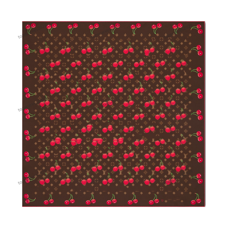 M96094 90X90cm Classic Cherry scarf designers silk Letters L Print Ral Silk V Scarf Headband For Women Fashion Long Handle Bag Scarves L Shoulder