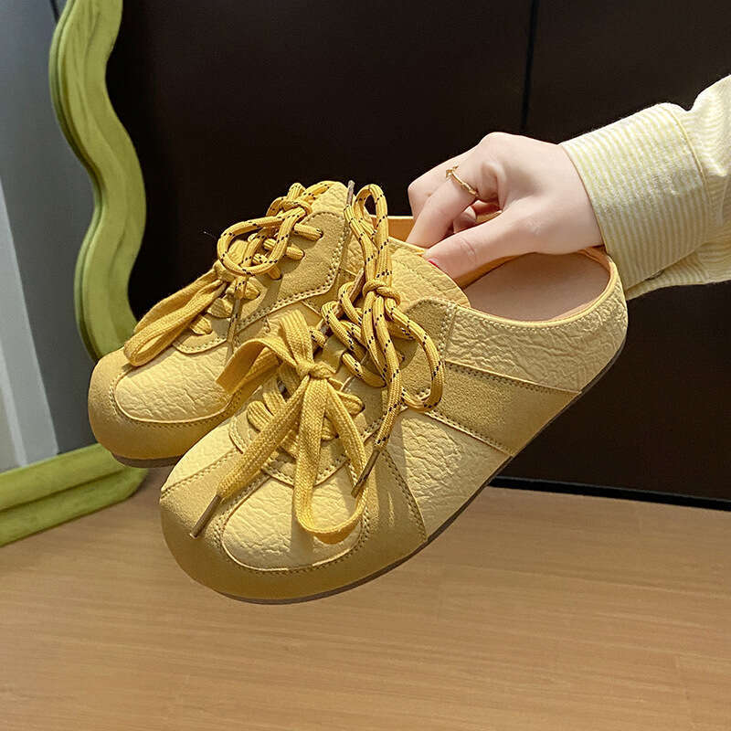 White Free shipping Sneakers for Women 2025 Summer New Backless Half Slip-On Training Style Free shipping Slippers Ins Internet Celebrity Women's