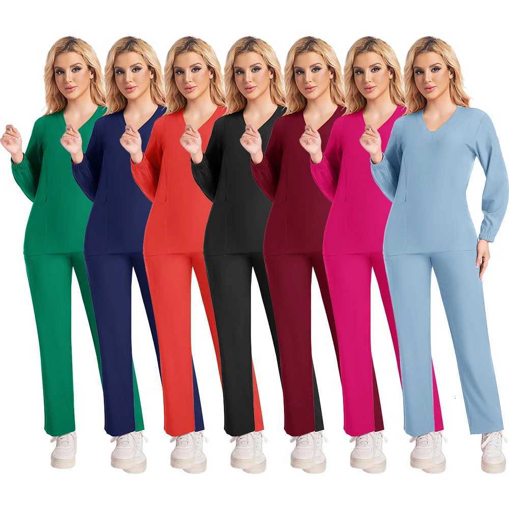 Nurse Uniform Woman Hospital Doctor Long Sleeve Medical Sweatshirt Nursing Pants Workshop Uniforms Beauty SPA Work Clothes New Z250718