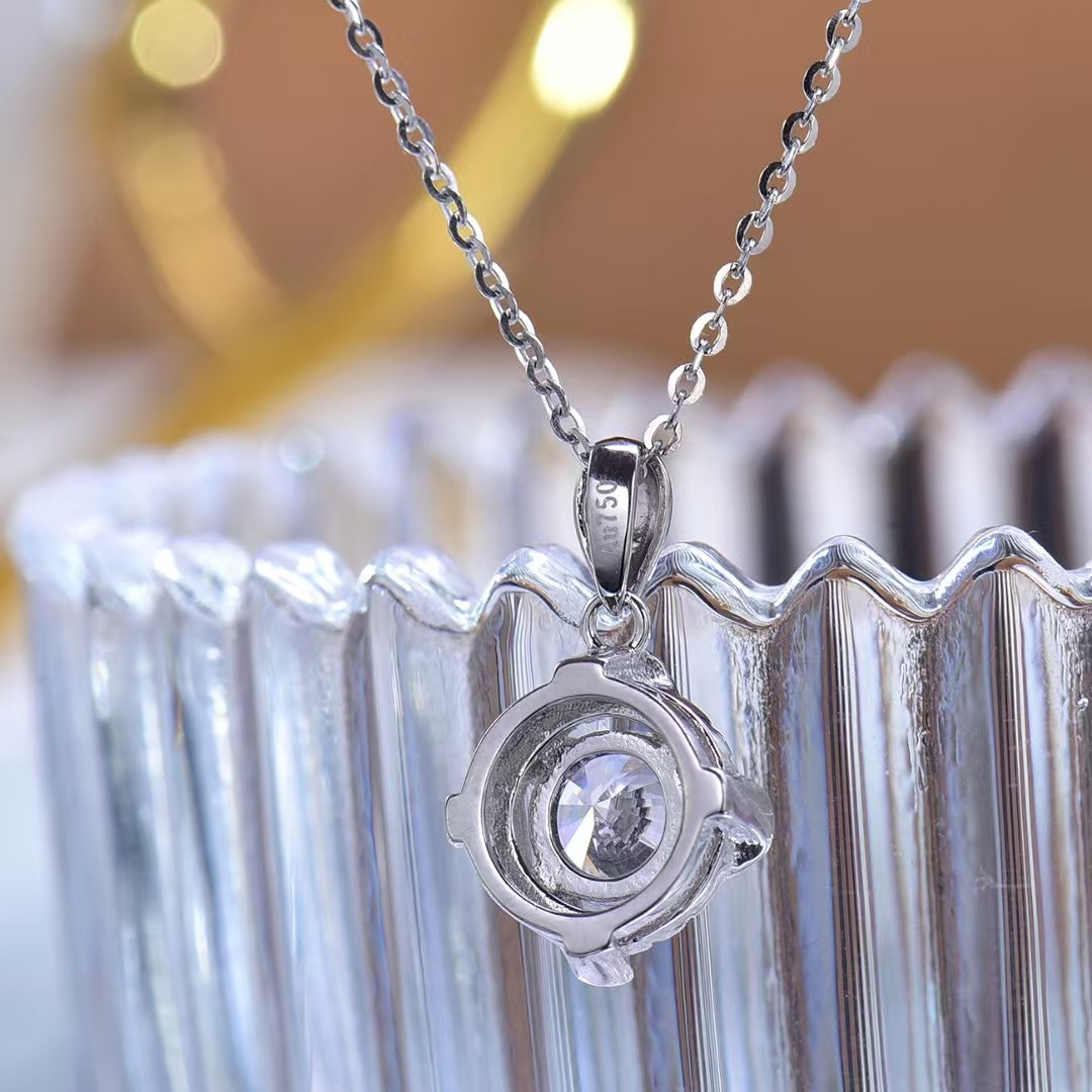 925 Sterling Silver White - Gold - Plated Moissanite Flower Bud Pendant - Timeless Design, High - quality Lab - Created Gem Accessory Symbol of Beauty