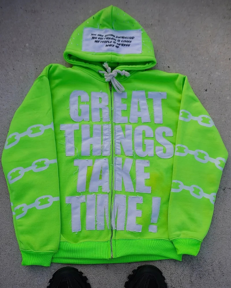 Punk Gothic original fashion men coat Y2K Alphabet patchwork Zipper hoodie Hip hop trend oversized sweatshirt 250716