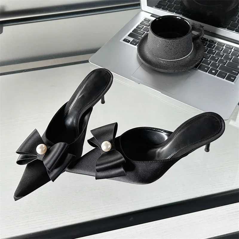 Eilyken Spring Sexy Knot Wen Slipper Pointed Toe Slip On Ladies Shoes Elegant Thin Heel Mes Dress Sandals Y250716