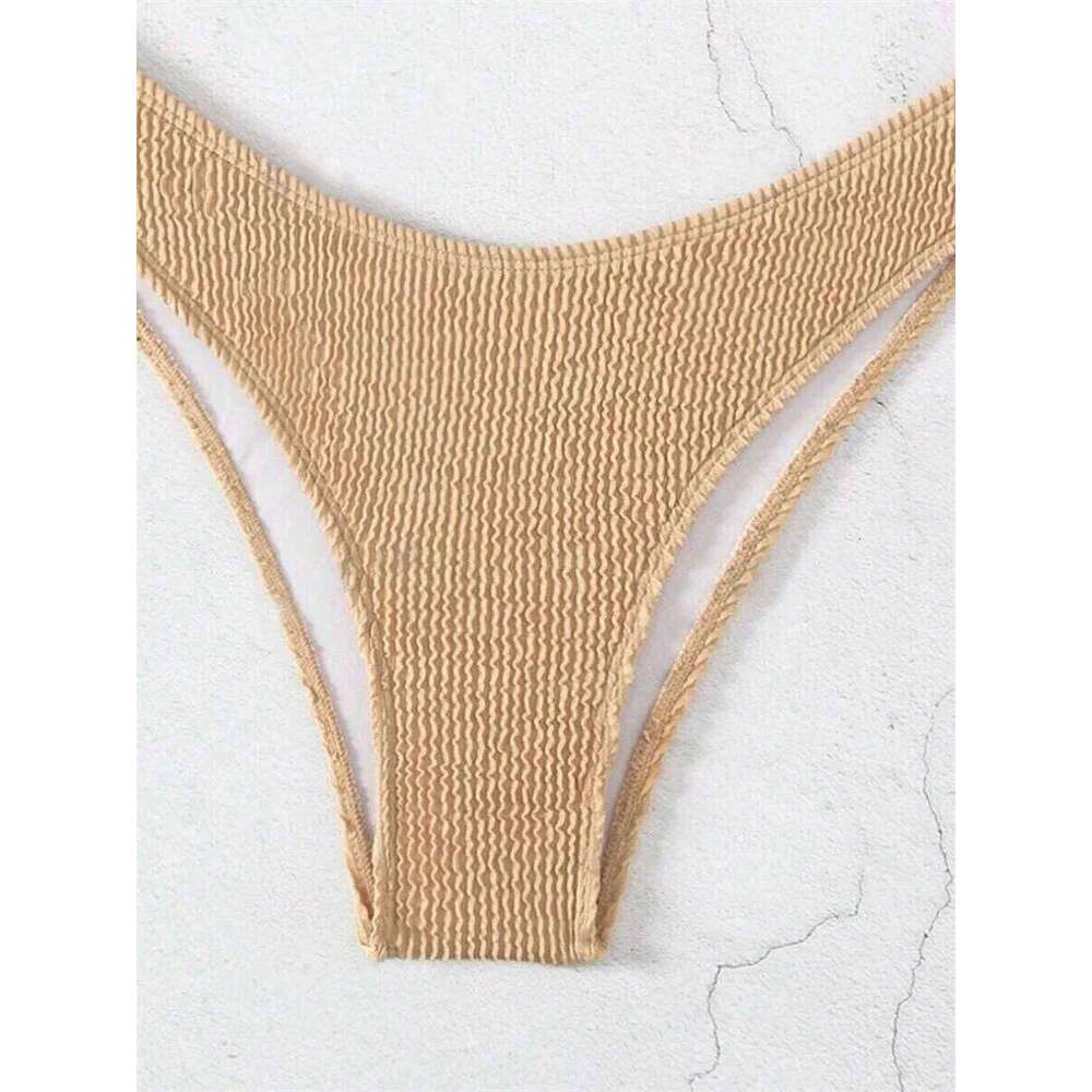 Sexy Bandeau Bikini Set Women Brown Metal Bow Ornaments Push Up Micro Swimwear 2025 Brazilian Summer Beach Bathing Suit Swimsuit