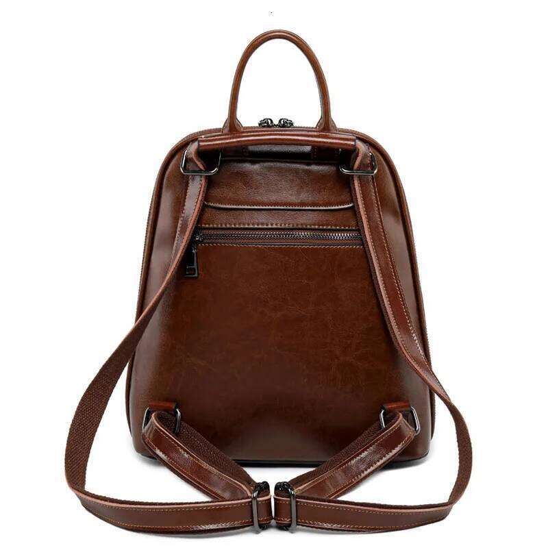 2025 New Genuine Leather For Women Fashion Cowhide Backpack Ladies Retro Shoulder Bag Girls Schoolbag