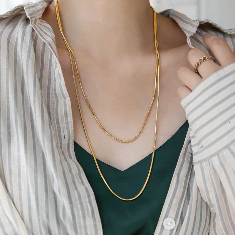 316L Stainless Steel Jewelry Necklace Thick Snake Bone Chain Double Necklace Statement Necklace Fem Necklace Chain Wholes X250718