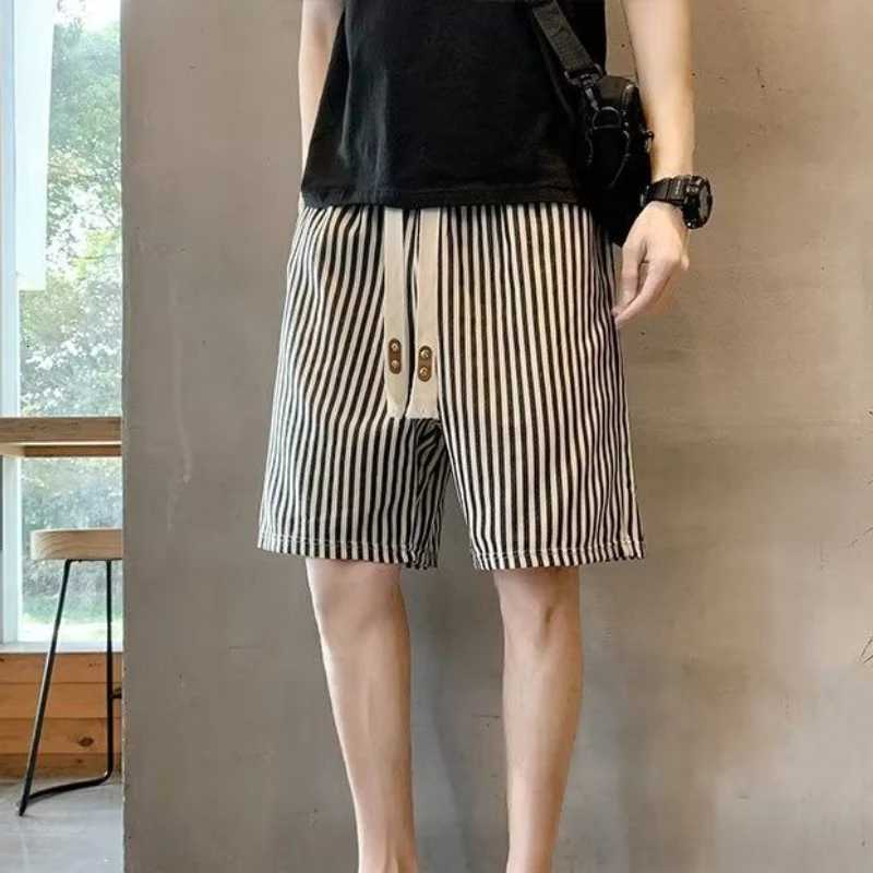 Baggy Casual Beach Stripe Man Short Pants Personalized Y2k Hot Deals Summer Korean Style With Ice XL Thin XXL Shorts for Men W250718