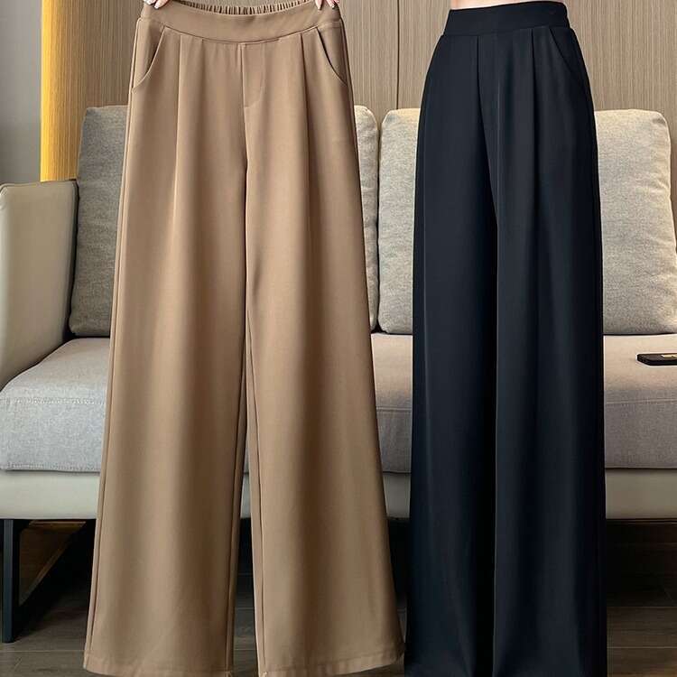 Women's Suit Spring Autumn High Waist Draped Wide Leg New Summer Thin Casual Narrow Straight Pants B5