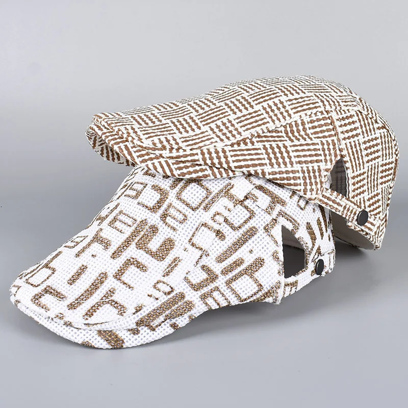 Summer Straw Hat Sun Cap For Men 2025 Fashion Beach Sunhat Letter Striped Print y Blinders Flat Cap Man sboy Hats 250712