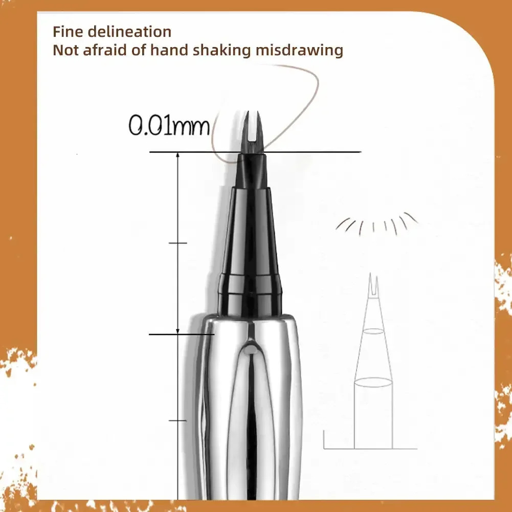 Ultra-fine 2 Point Silver Eyebrow Pen Liquid Wild Eyebrow Tattoo Waterproof 2 Fork Silkworm Brow Pen Easy To Grip Eye Makeup 250712