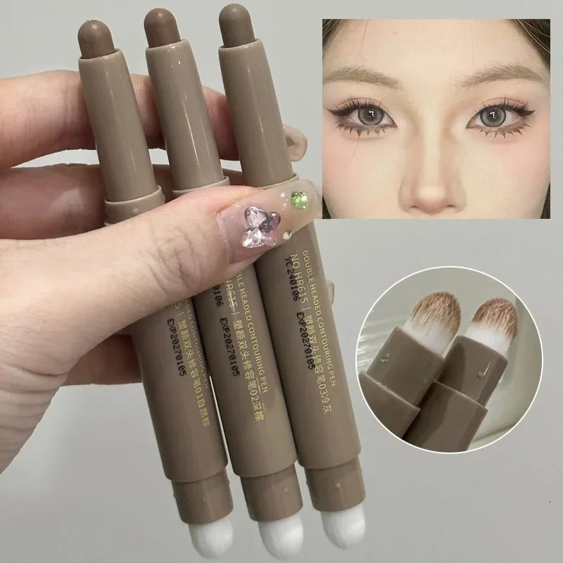 Nose Shadow Bronzer Contouring Makeup Pen Natural Grey Brown Three-dimensional Face Matte Shadow Cream Contour With Brush Makeup 250717