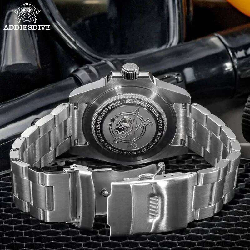 ADDIESDIVE Quartz Watch Display Calendar 41mm Fashion Watches Stainless Steel 20Bar Dive Super Luminous AD2054 WristWatch free shipping