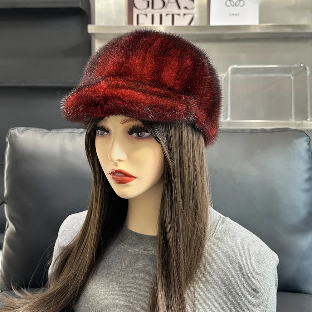Real Mink Fur Hat Winter Women Keep Warm 100% Genuine Mink Fur Hats Natural Quality Female Fashion Mink Fur Cap Lady Outdoor Cap 250717