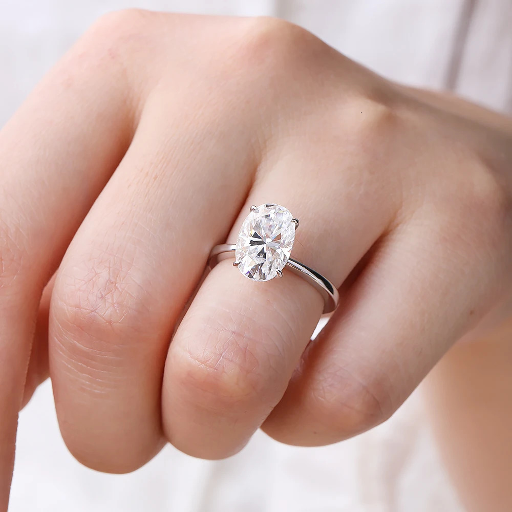 4.5CT Oval Cut Full Rings for Women Sparkling Diamond S925 Sterling Silver Plated 18K Wedding Band Jewelry With GRA 250712