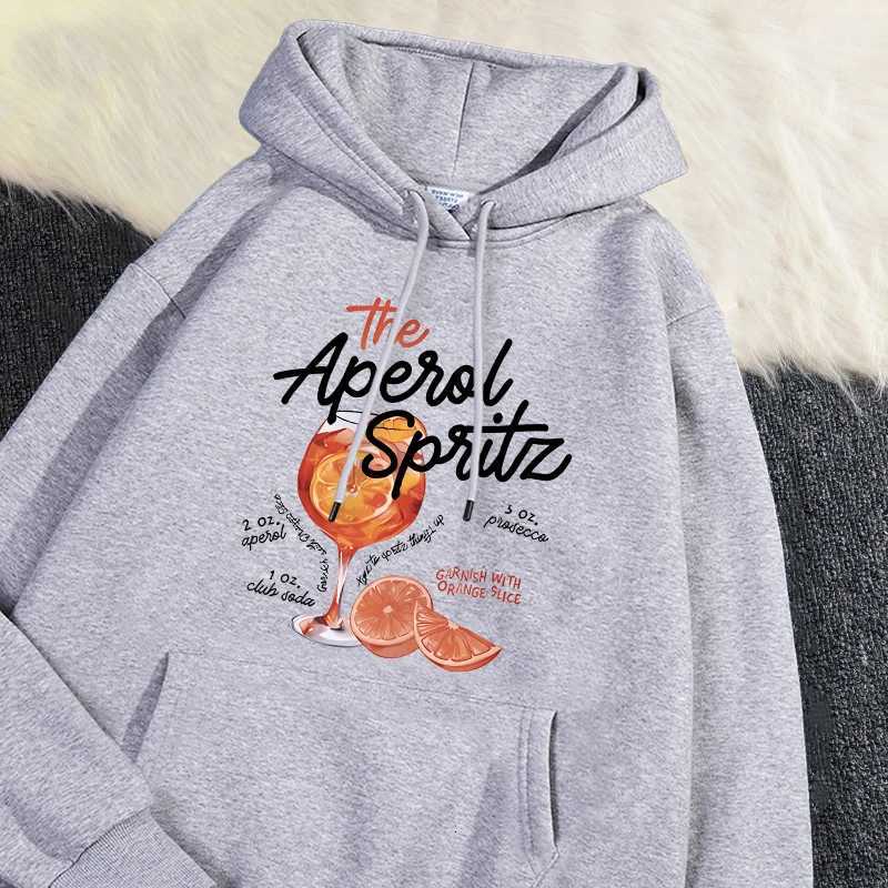 Winter Womens Hoodie The Aperol Spritz Retro Cocktail Printing Sweatshirt Loose Pocket Warm Face Pullover Kaii Sportswear XJ250717