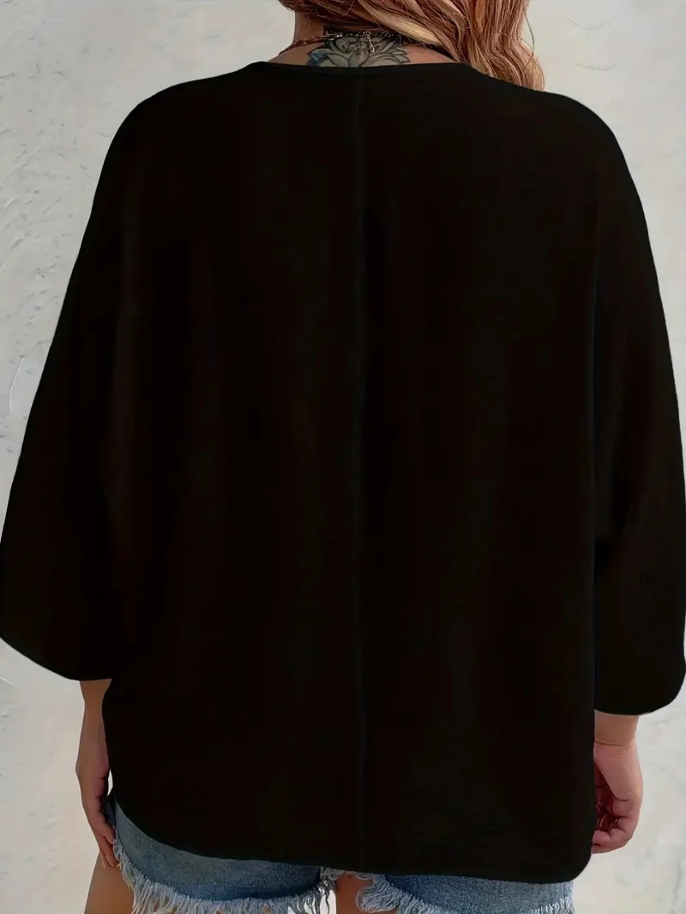 Plus Size 2025 Fashion Womens Tops Loose VNeck Long Sleeve TShirt Spring Summer Elegant Solid Color Casual Blouse 250707