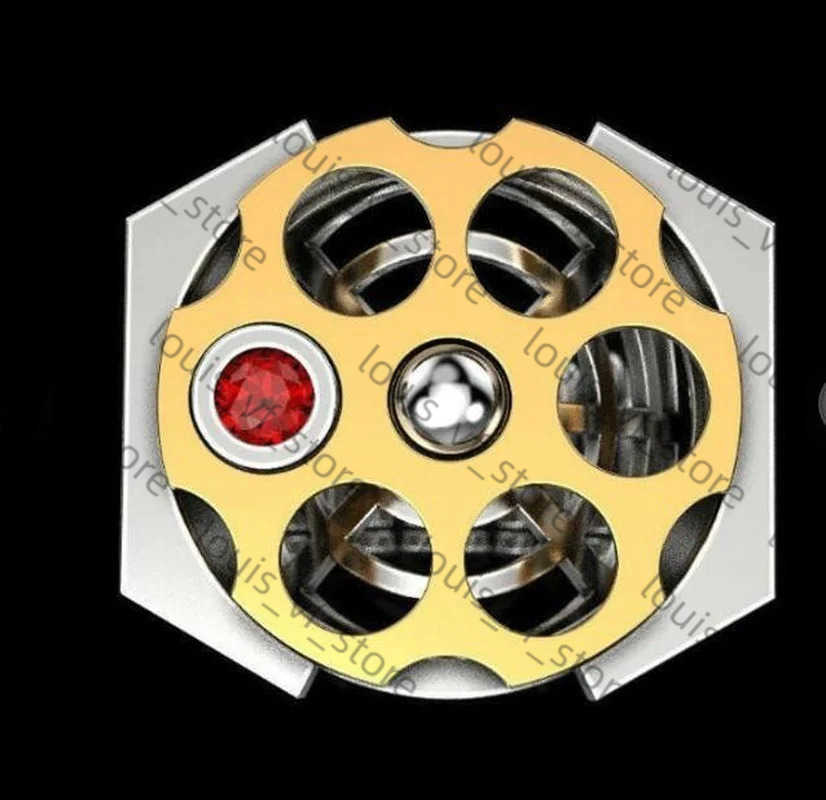 Creative Revolver Bullet Roulette Red Crystal Rings Motorcycle Party Steampunk Russian Roulette Ring Wholesale H250718