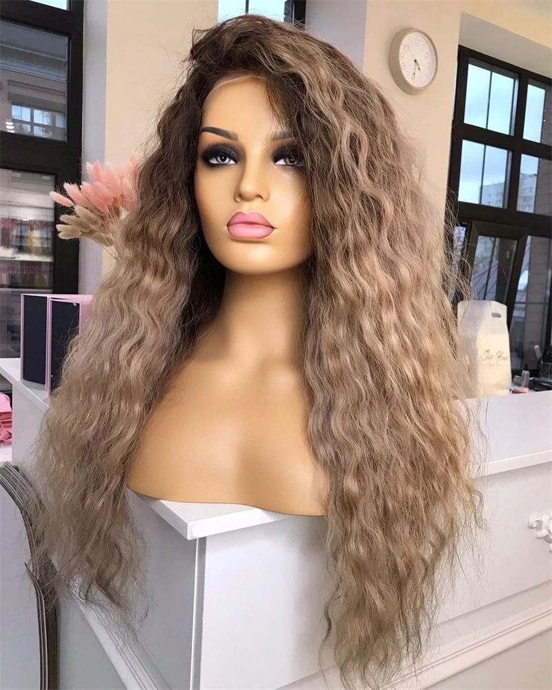 Ombre Ash Blonde 13x6 Hd Lace Frontal Wigs Loose Deep Wave Wigs Wear And Go Curly Wig Human Hair Water Wave 13x4 Lace Front Wig Synthetic