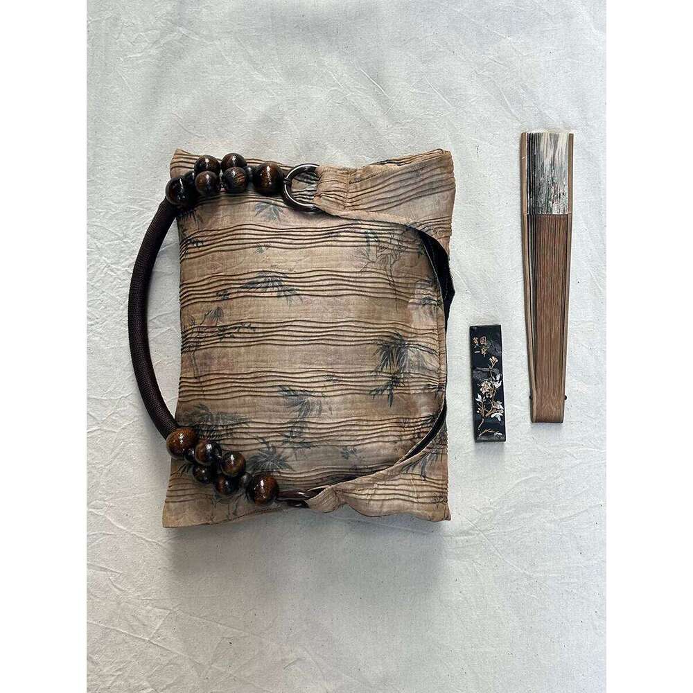 Vintage Tote Hasp SOFT Wood Beads High-Capacity Shoulder Handbag Girl Women Bag