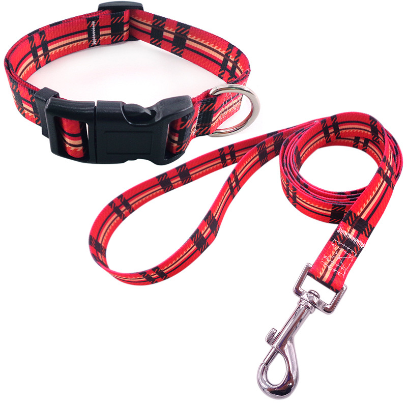 dog collar Durable Printed Leash Accessory: Multi-functional Canine Collar Featuring Easy Attachment Buttons