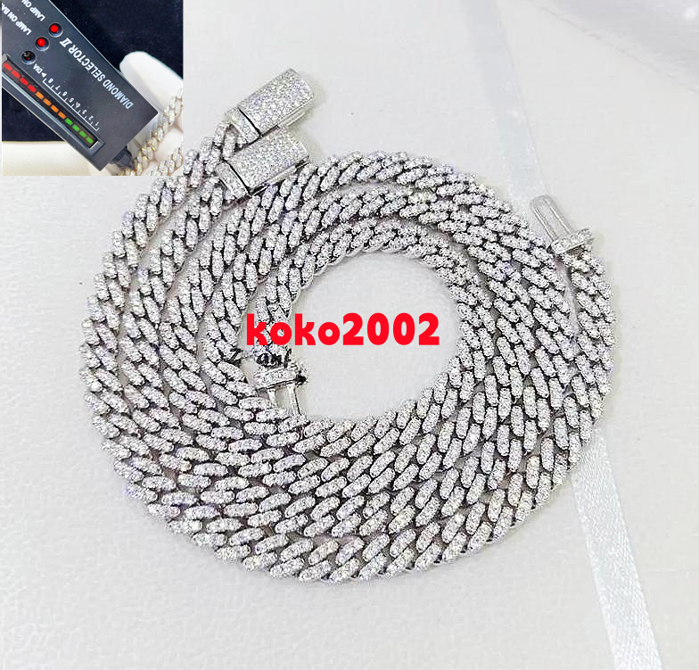 Cheap Price 925 Solid Silver Prong Set 1 Rows 6mm 8mm 10mm Hip Hop Iced Out Vvs Diamond Moissanite Cuban Chain