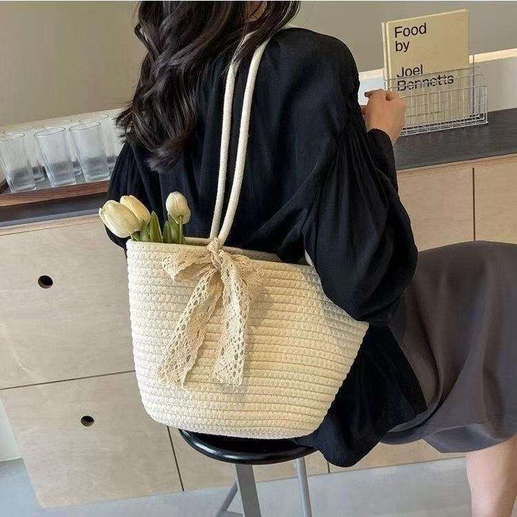 Designer bag: Woven Straw for Women Large Capacity 2025 New Fashion Summer Versatile Shoulder Beach Tote Bag