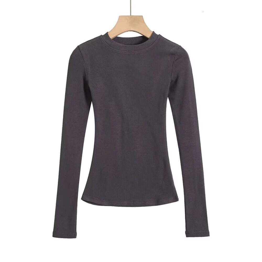 Kardashian Style Hot Girl Sexy Basic Base Shirt Tight T-Shirt Women Long Sleeve Round Neck Slim Top Ins B5