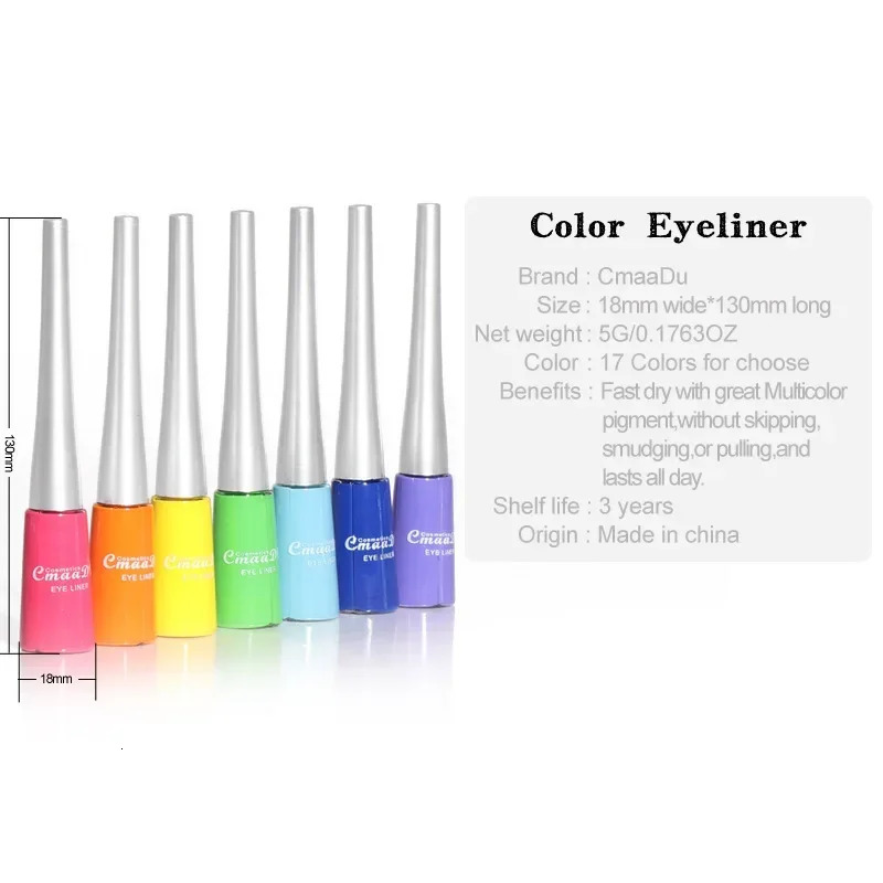 Colorful Sexy Eyeliner Liquid Blue Pencil Waterproof Easy To Wear Make Up Matte Eye Liner Red Green White Gold Brown Eyeliner 250717