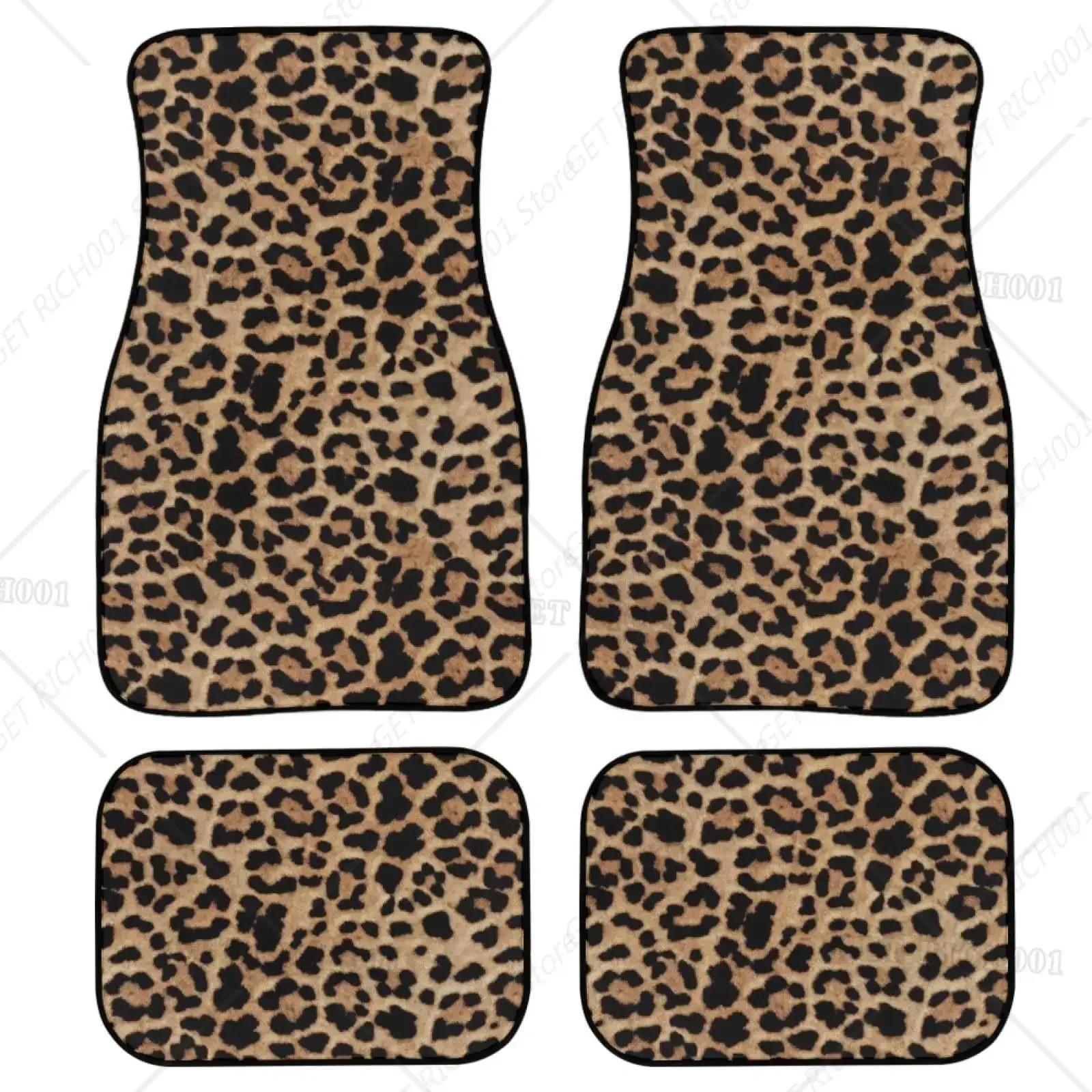 Leopard Car Auto Floor Mats Women Men 4-Piece Full Set All Weather Universal Front Rear Automotive Floor Mat Fit for SUV 250715