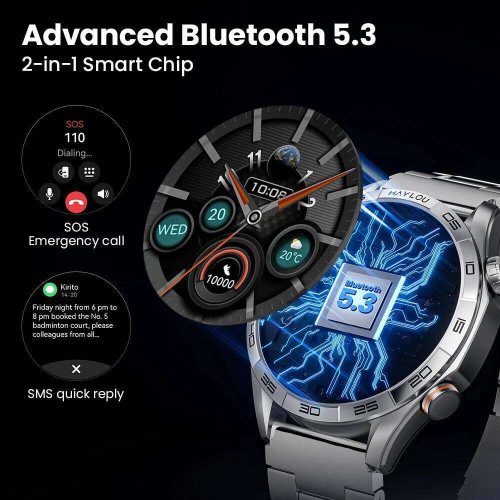 HAYLOU Solar 5 Voice Calling 1.58'' AMOLED Display 60Hz Smart Watch 24H Health Monitoring Sports Smartwatch for Men free shipping