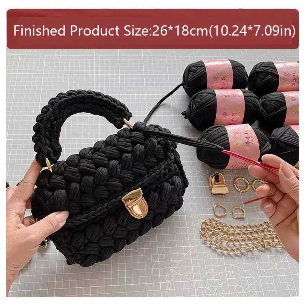 Stylish Handmade DIY Knitted Handbag Woven Texture Bohemian Rope Woven Handbag Casual Style DIY Messenger Bag Daily Use Z250718